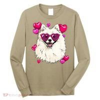 American Eskimo Valentines Day Heart Dog Lover Long Sleeve Shirt thumb 0