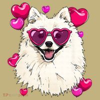 American Eskimo Valentines Day Heart Dog Lover Sweatshirt thumb 2