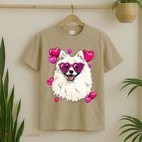 American Eskimo Valentines Day Heart Dog Lover T-Shirt thumb 2