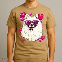 American Eskimo Valentines Day Heart Dog Lover T-Shirt thumb 3