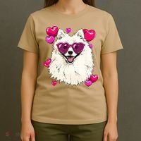 American Eskimo Valentines Day Heart Dog Lover T-Shirt thumb 4