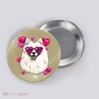 American Eskimo Valentines Day Heart Dog Lover Button thumb 0