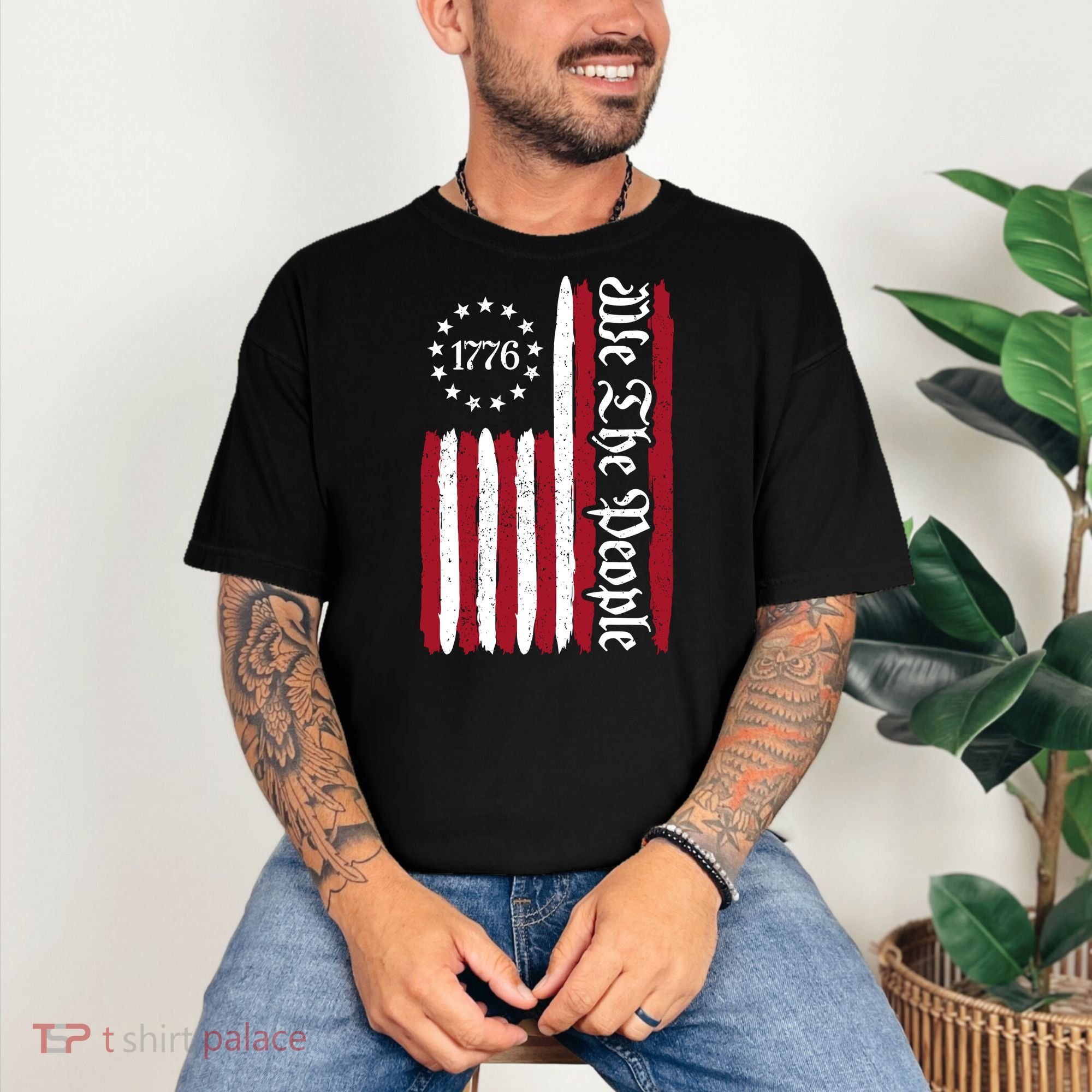American Flag 1776 We The People Founding Fathers Constitution Comfort Colors T-Shirt