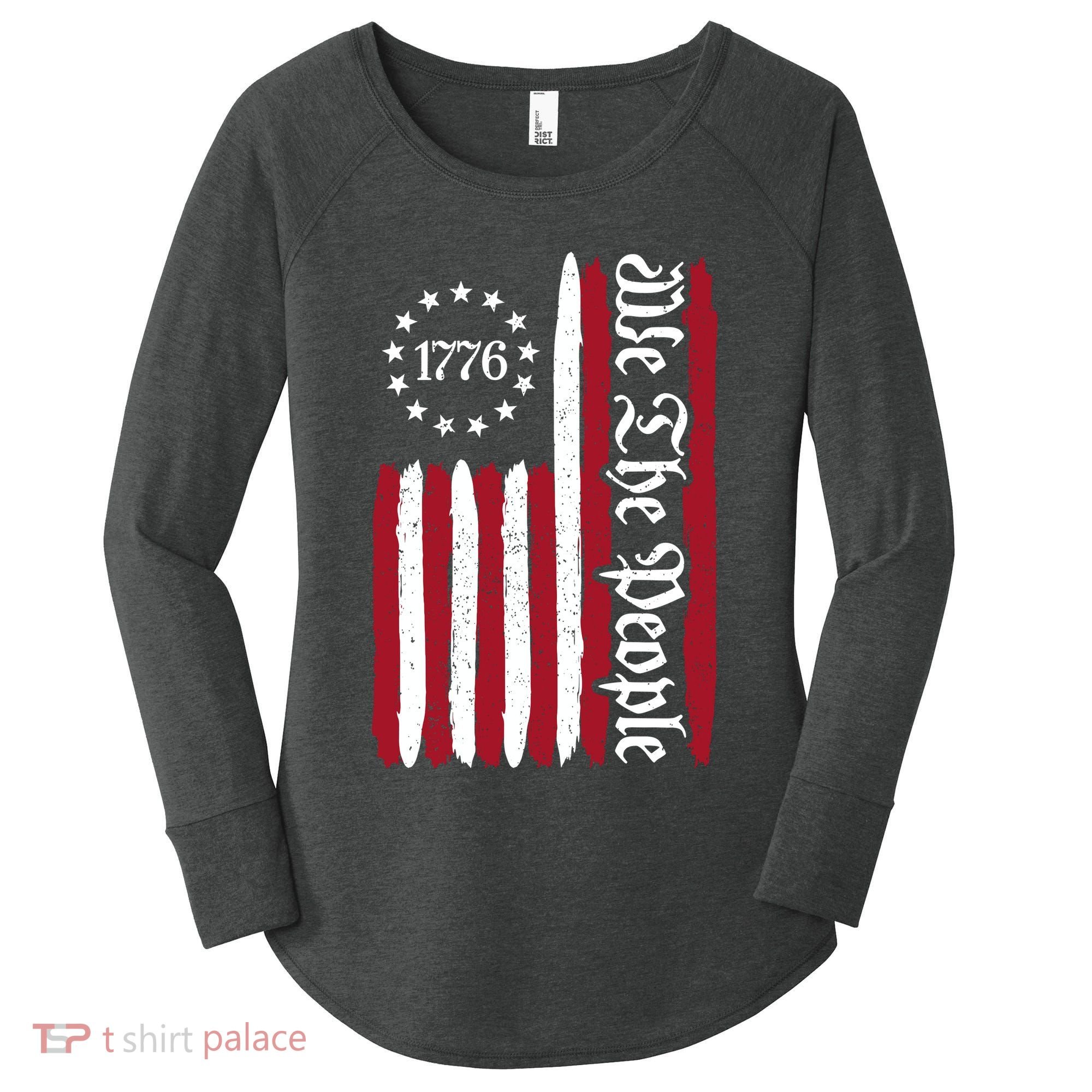 American Flag 1776 We The People Founding Fathers Constitution Women's Perfect Tri Tunic Long Sleeve Shirt