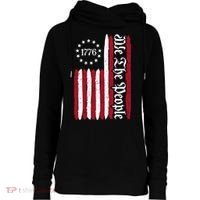 American Flag 1776 We The People Founding Fathers Constitution Womens Funnel Neck Pullover Hood thumb 0