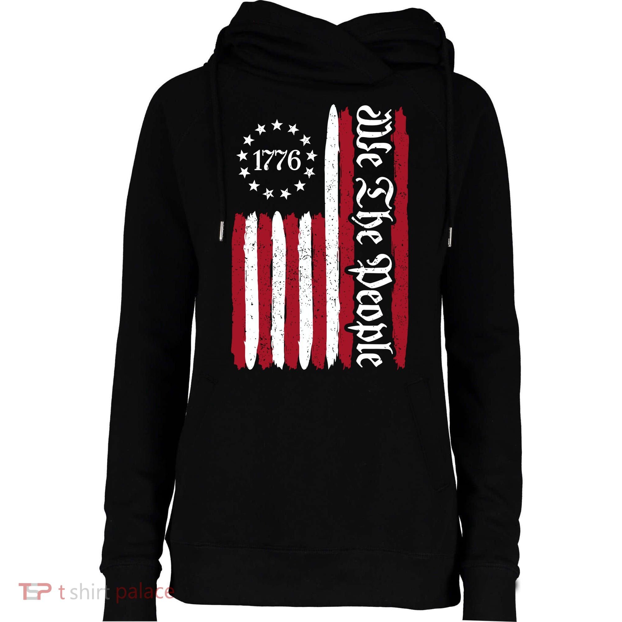 American Flag 1776 We The People Founding Fathers Constitution Womens Funnel Neck Pullover Hood