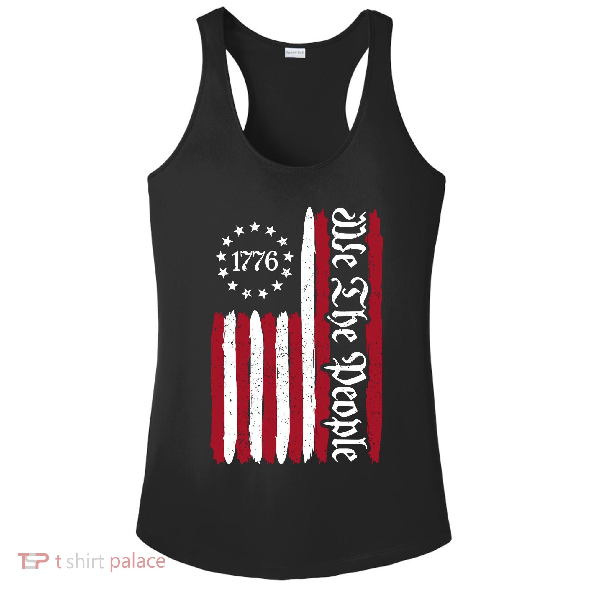 American Flag 1776 We The People Founding Fathers Constitution Ladies PosiCharge Competitor Racerback Tank