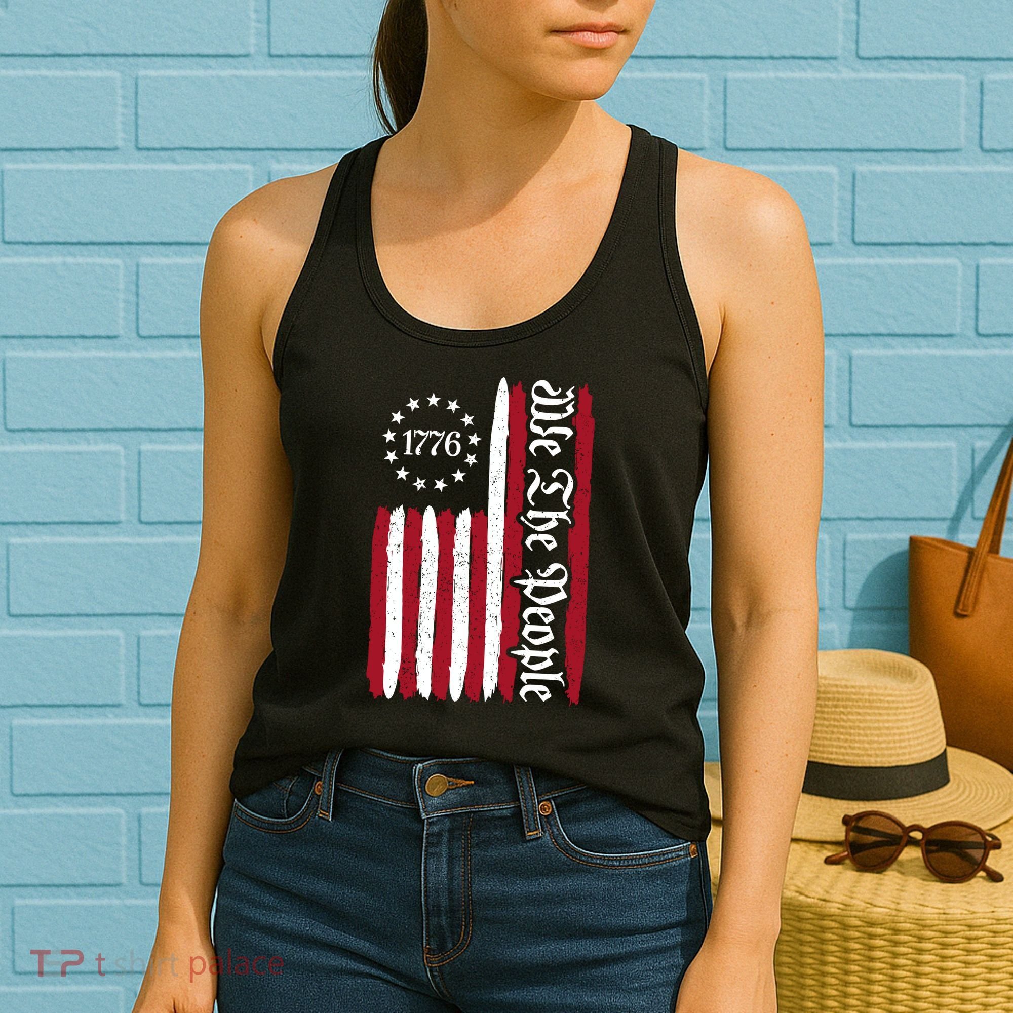 American Flag 1776 We The People Founding Fathers Constitution Women's Tank Top
