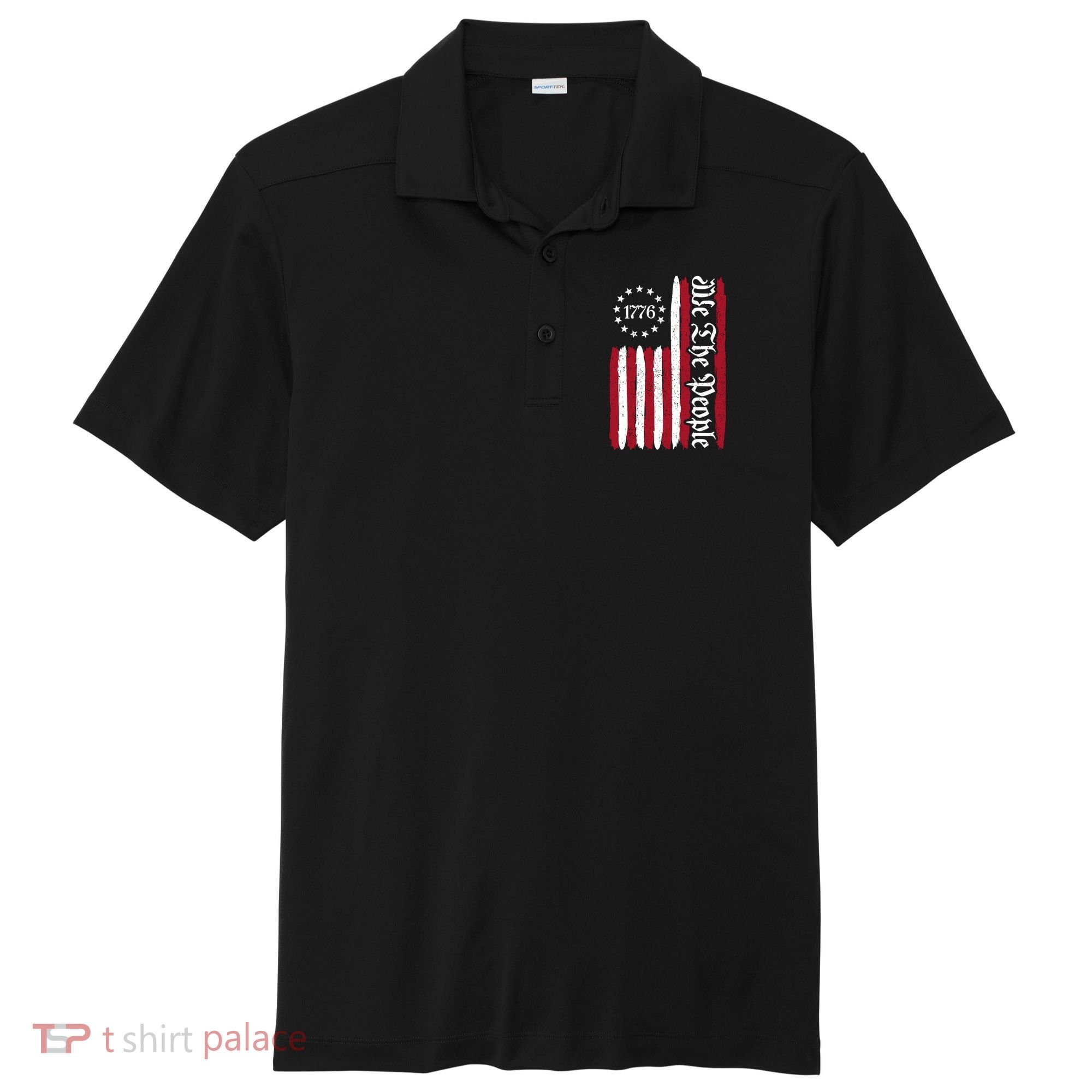 American Flag 1776 We The People Founding Fathers Constitution Sport-Tek Posi-UV Pro Polo