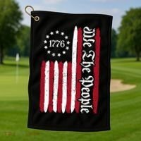 American Flag 1776 We The People Founding Fathers Constitution Golf Towel thumb 1