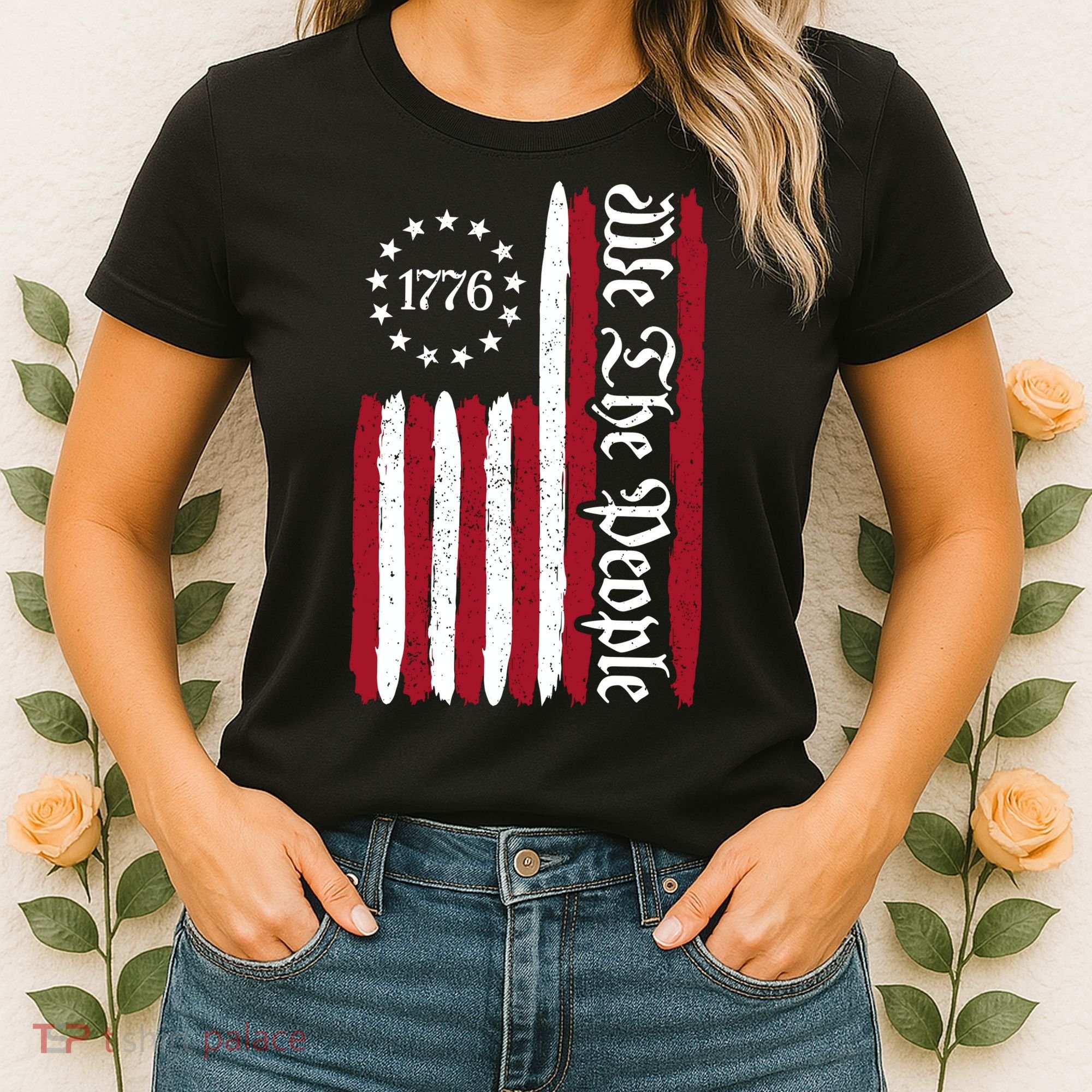 American Flag 1776 We The People Founding Fathers Constitution Women's T-Shirt