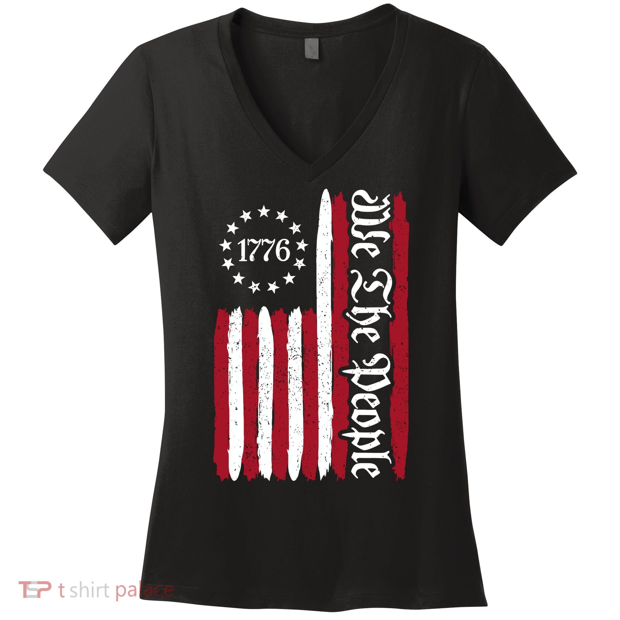 American Flag 1776 We The People Founding Fathers Constitution Women's V-Neck T-Shirt