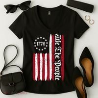American Flag 1776 We The People Founding Fathers Constitution Women's V-Neck T-Shirt thumb 2