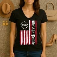 American Flag 1776 We The People Founding Fathers Constitution Women's V-Neck T-Shirt thumb 3