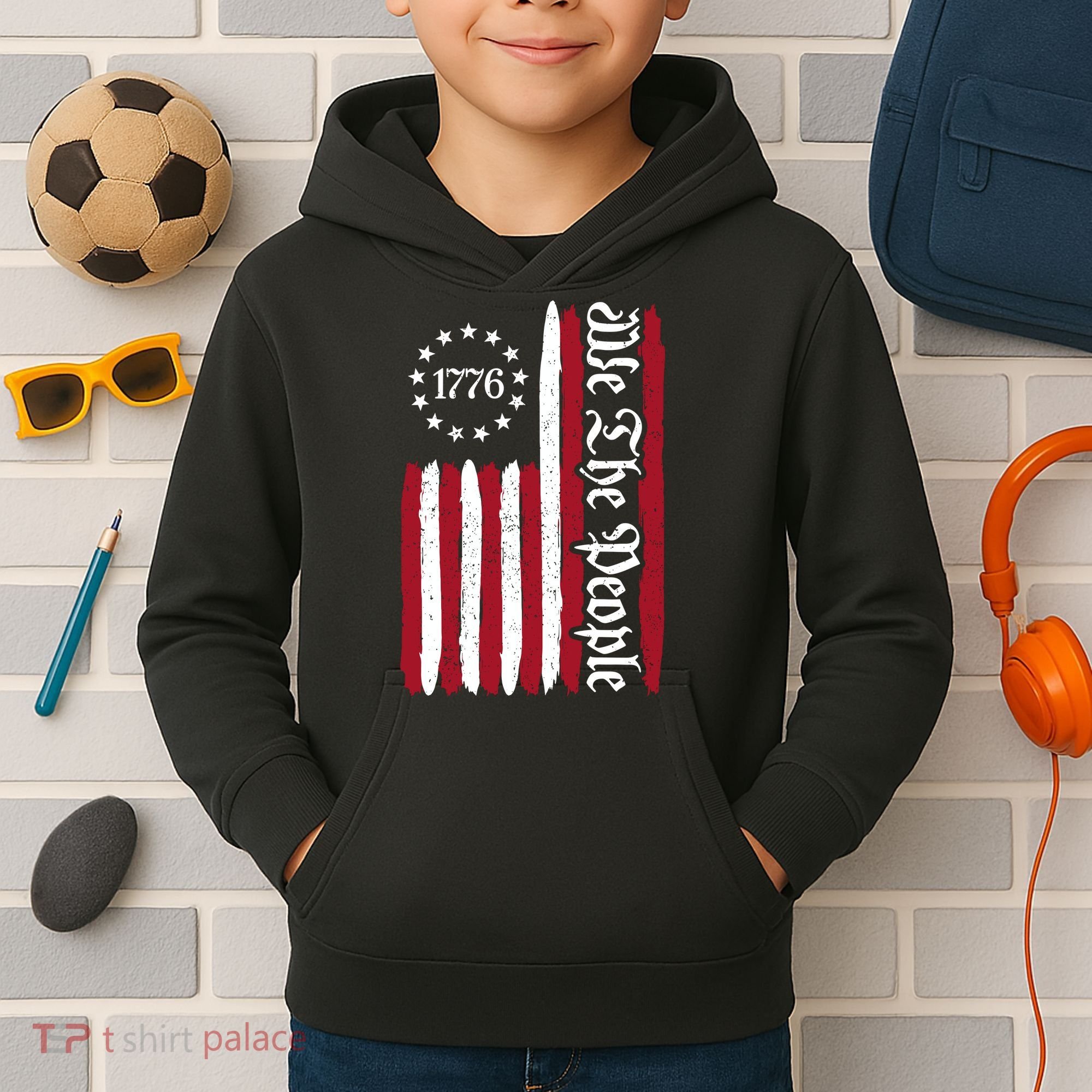 American Flag 1776 We The People Founding Fathers Constitution Kids Hoodie