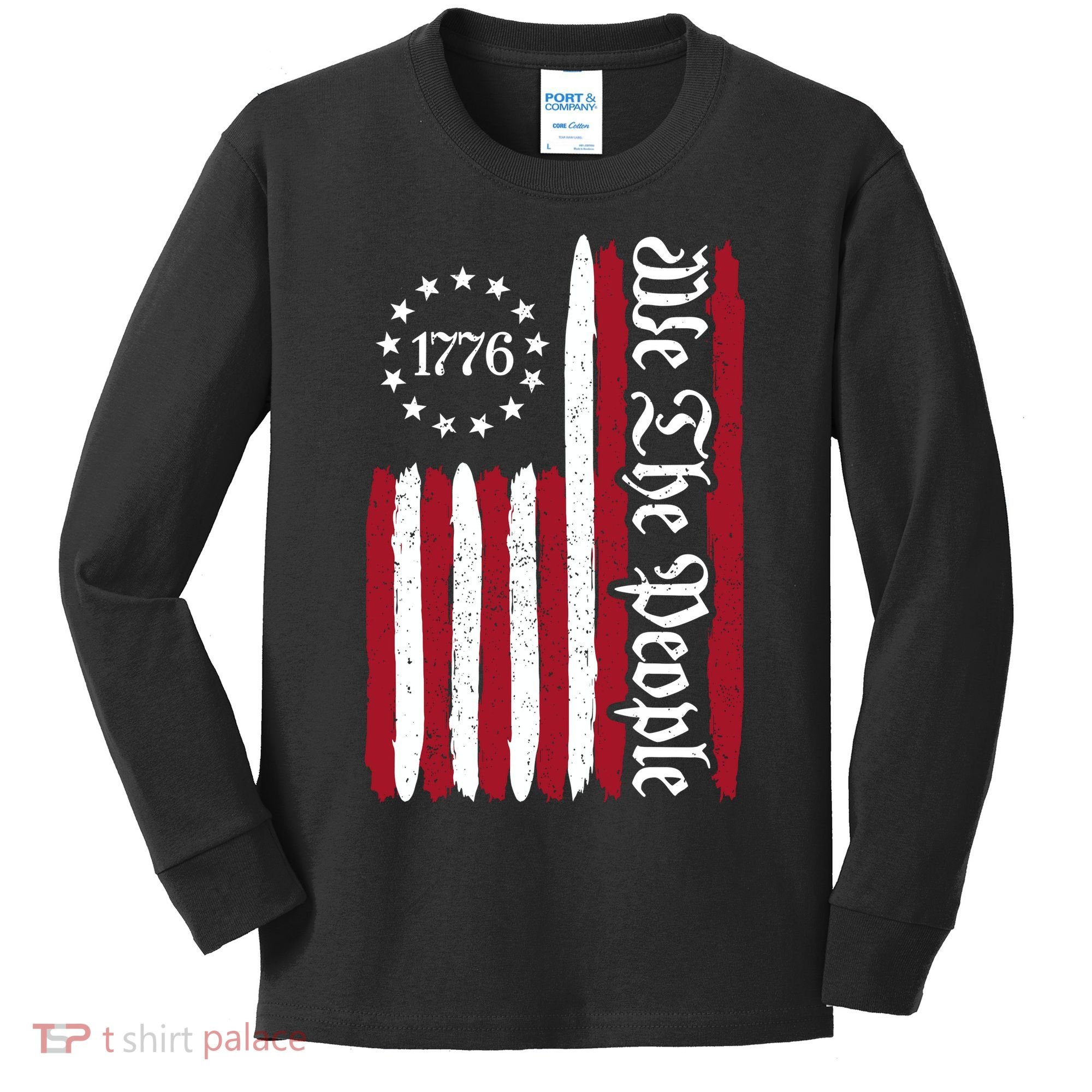 American Flag 1776 We The People Founding Fathers Constitution Kids Long Sleeve Shirt