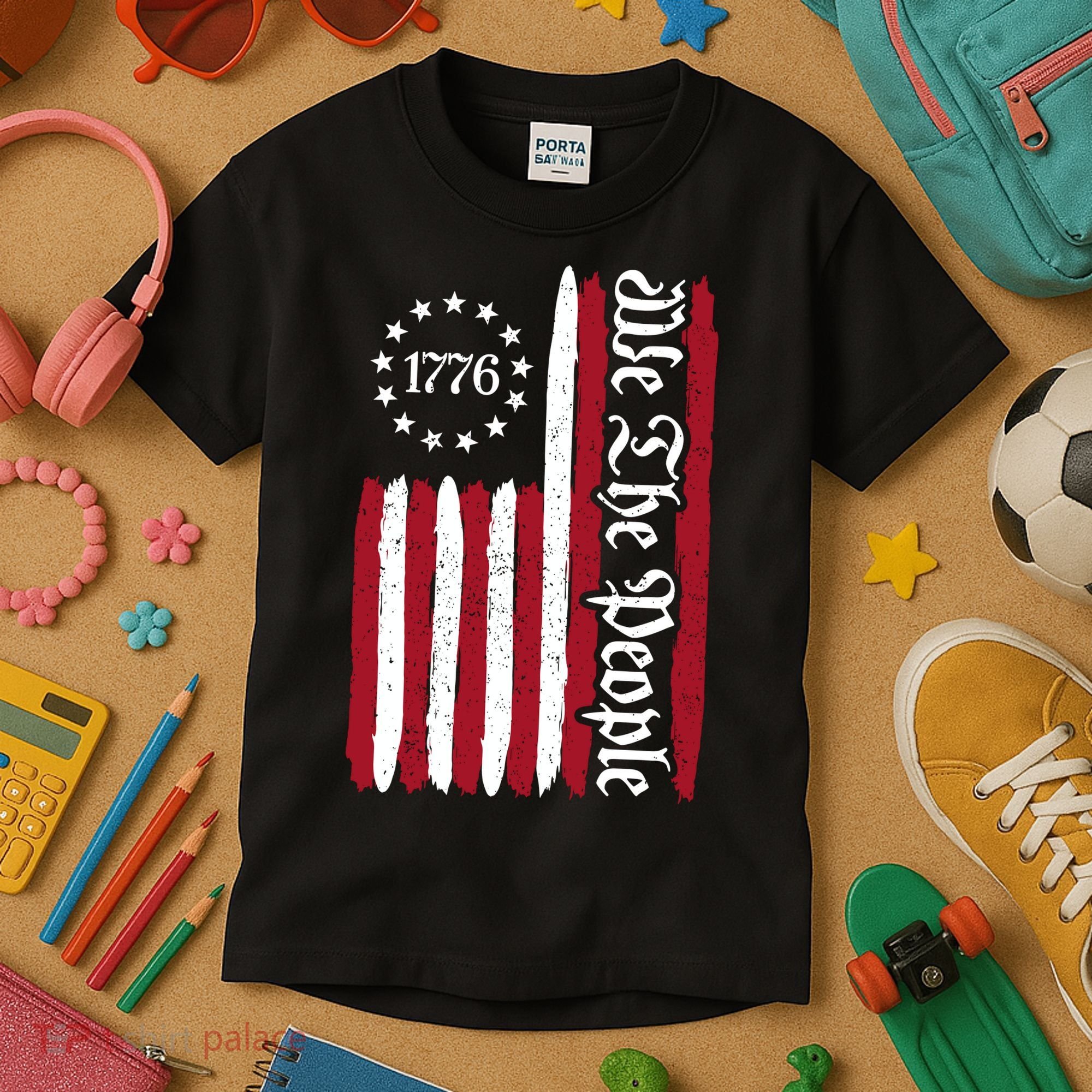 American Flag 1776 We The People Founding Fathers Constitution Kids T-Shirt