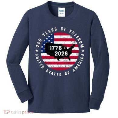 American Freedom 250th Anniversary 1776-2026 Kids Long Sleeve Shirt