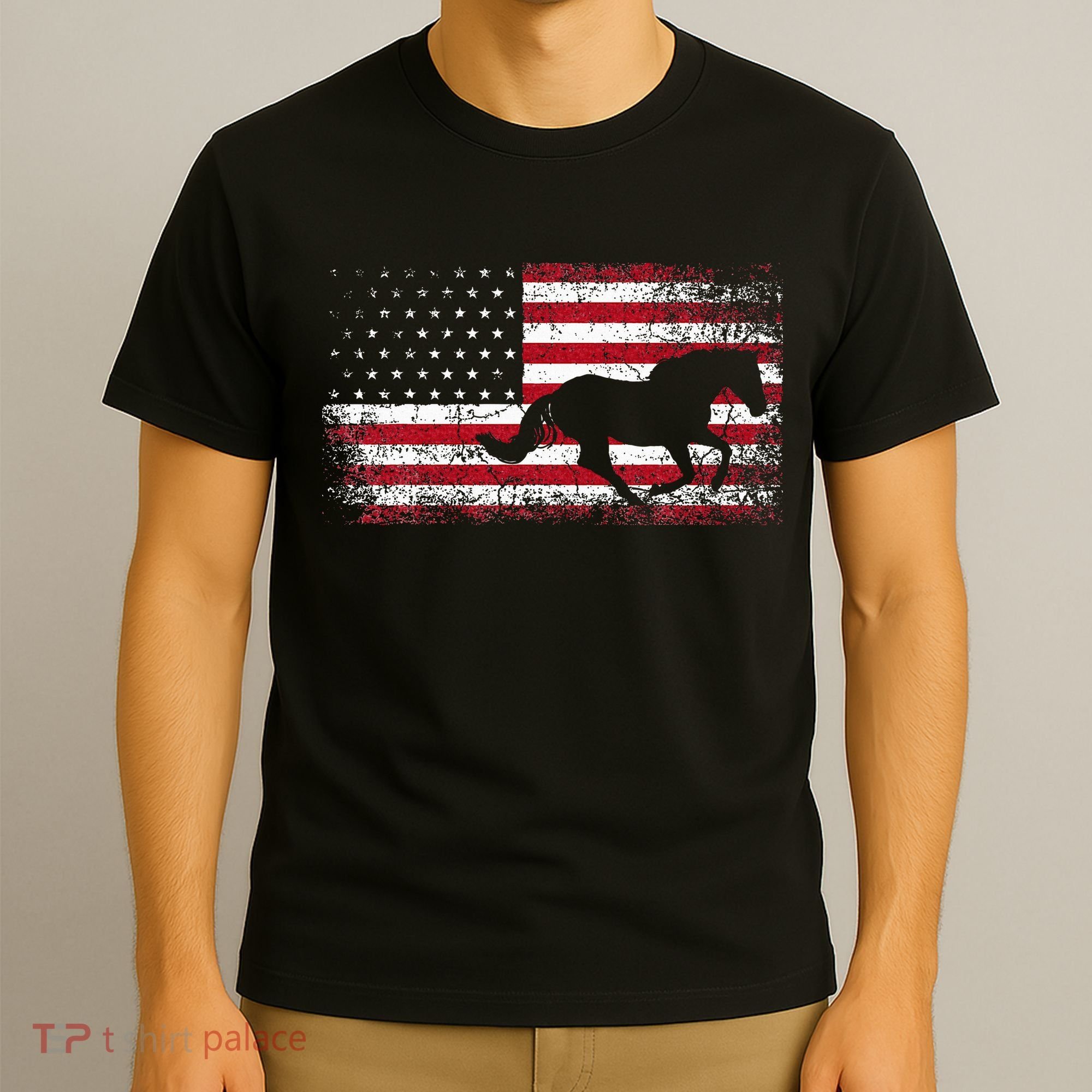 American Flag 4th Of July Horse Patriotic T-Shirt