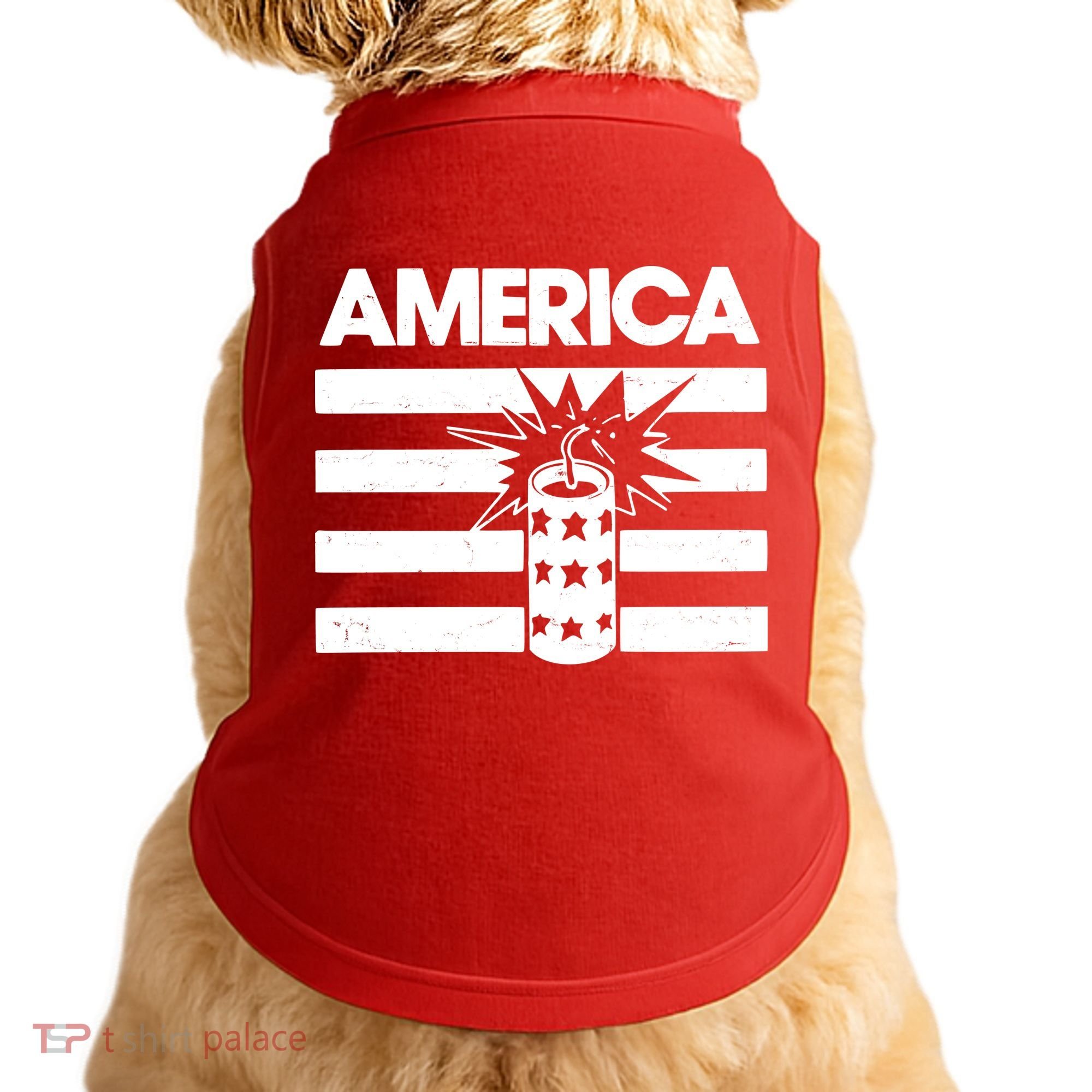 America Firework 4th Of July Flag Doggie Tank