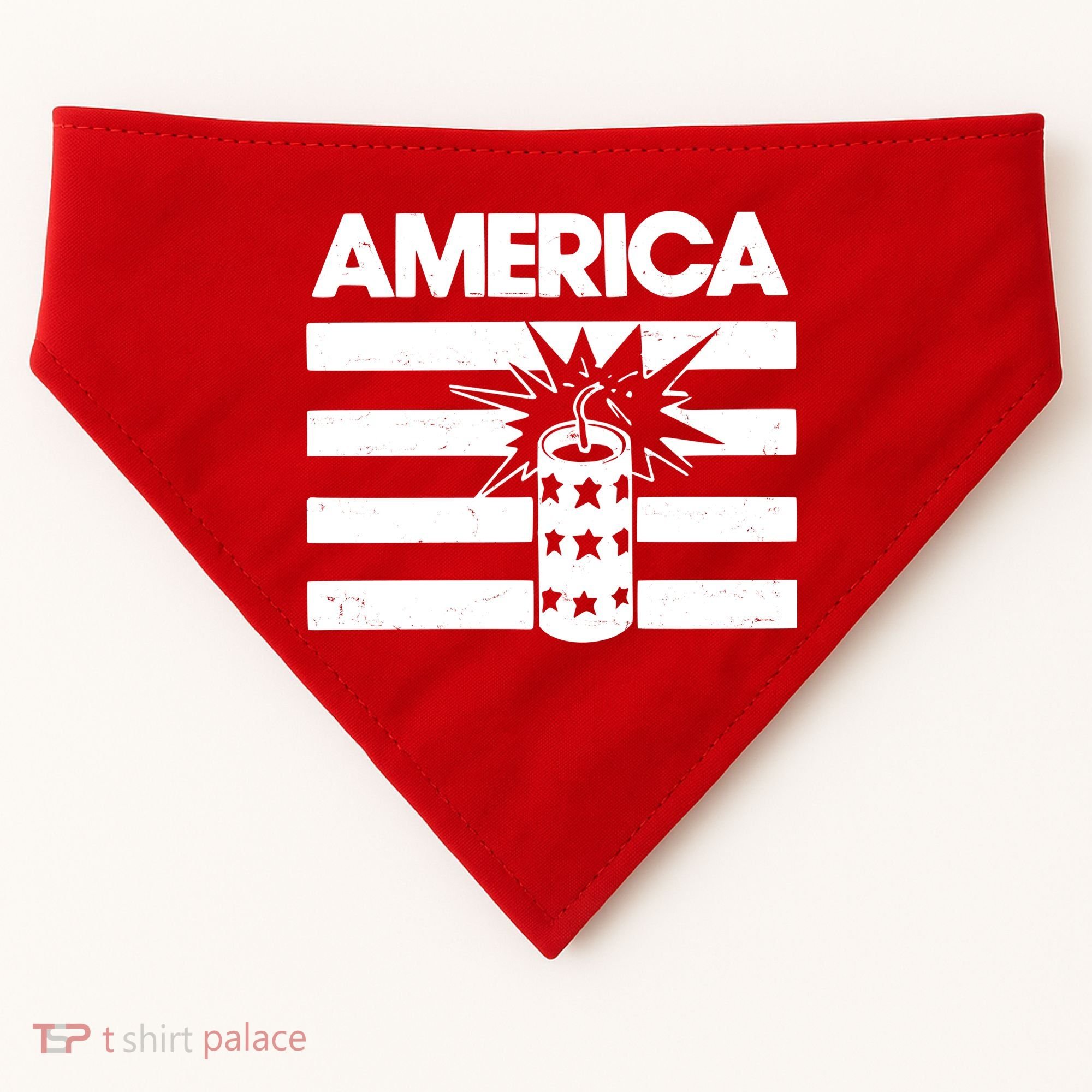 America Firework 4th Of July Flag USA-Made Doggie Bandana