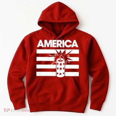 America Firework 4th Of July Flag Hoodie