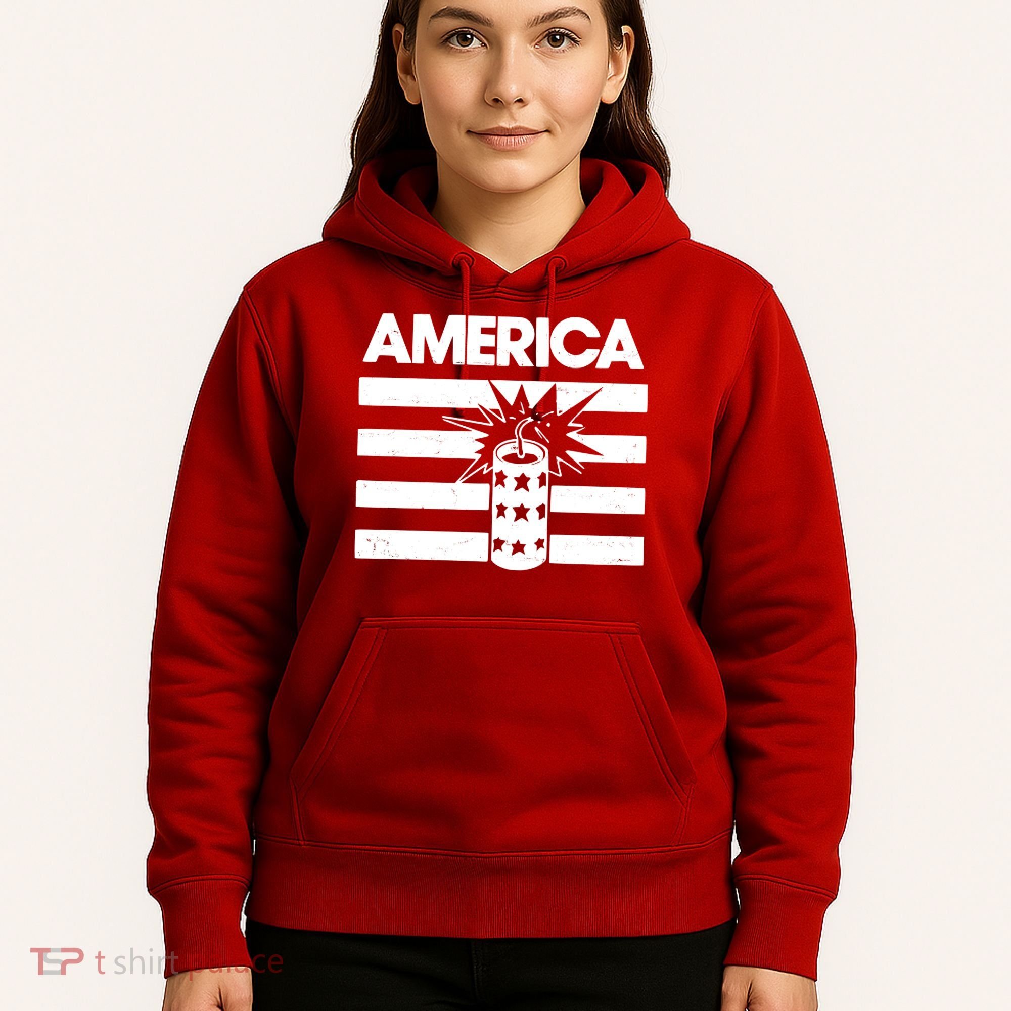 America Firework 4th Of July Flag Hoodie