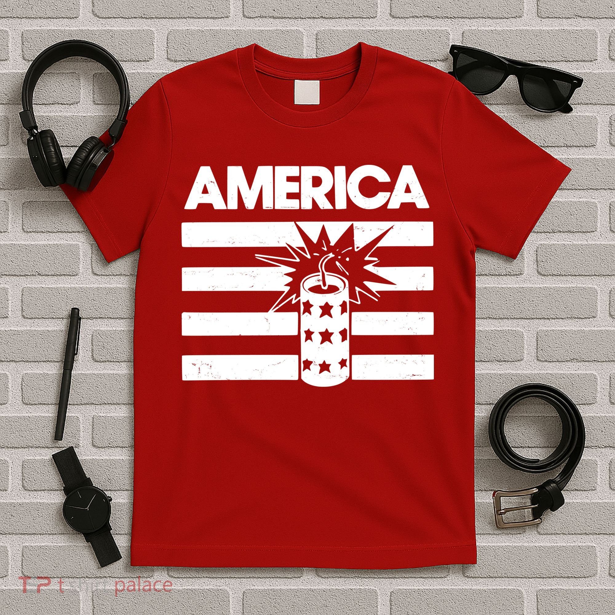 America Firework 4th Of July Flag T-Shirt