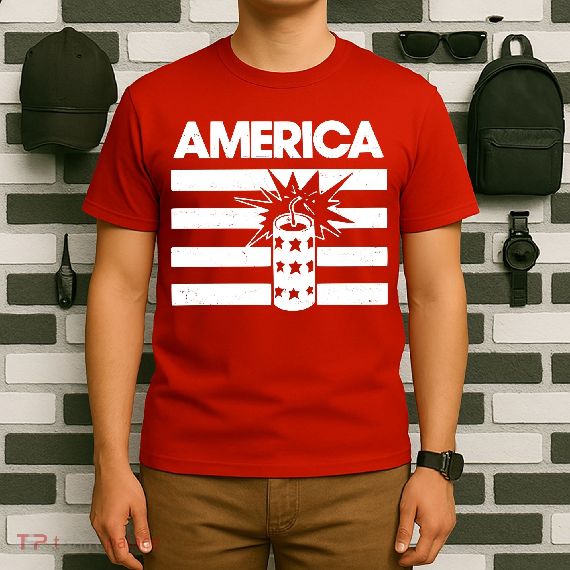 America Firework 4th Of July Flag T-Shirt