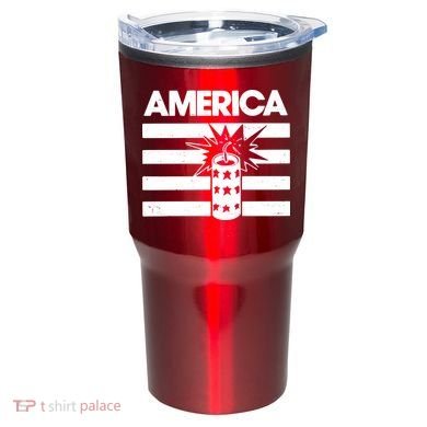 America Firework 4th Of July Flag Tumbler