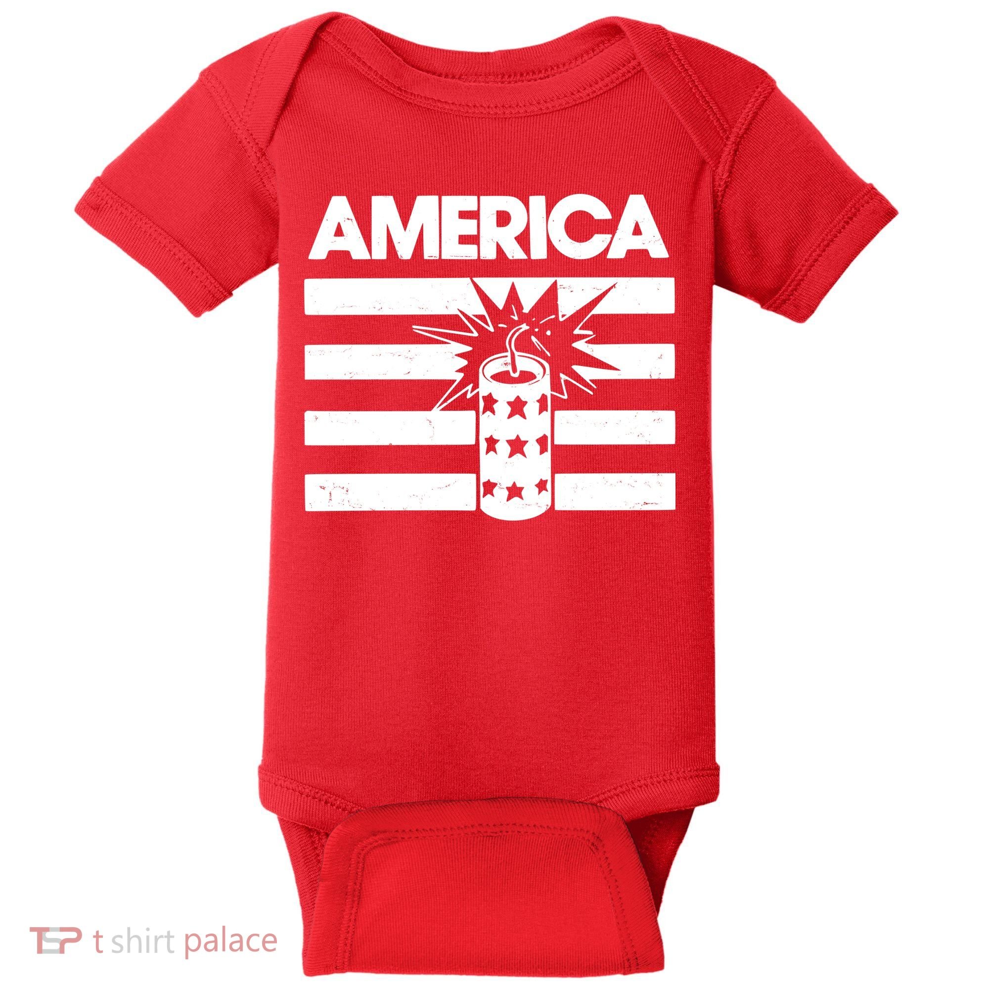 America Firework 4th Of July Flag Baby Bodysuit