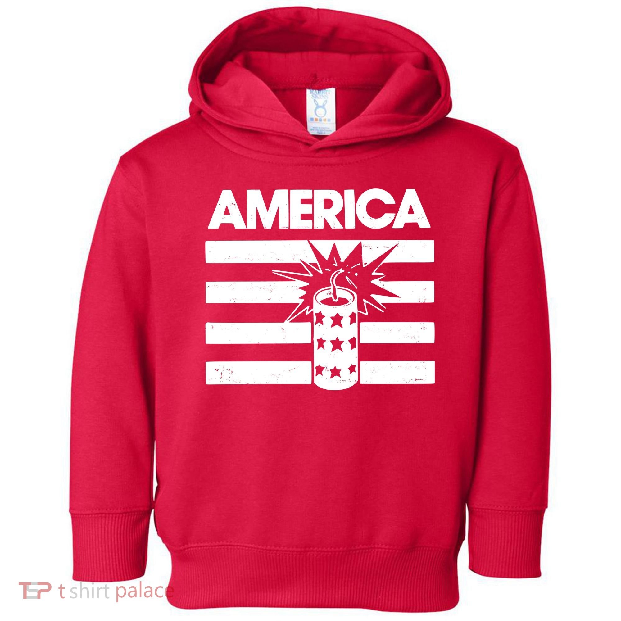 America Firework 4th Of July Flag Toddler Hoodie