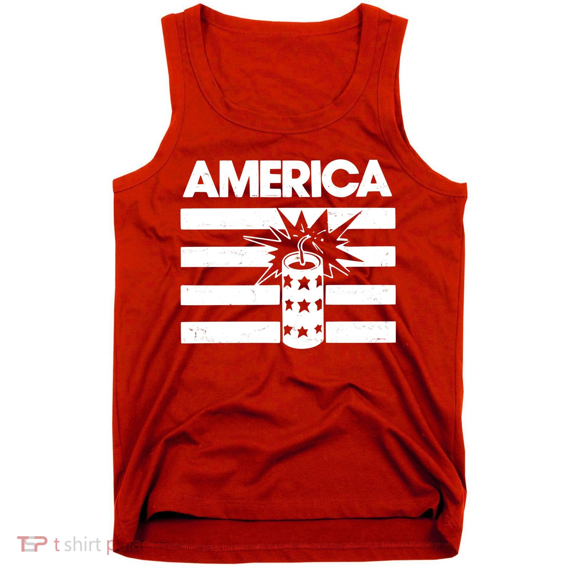 America Firework 4th Of July Flag Tank Top