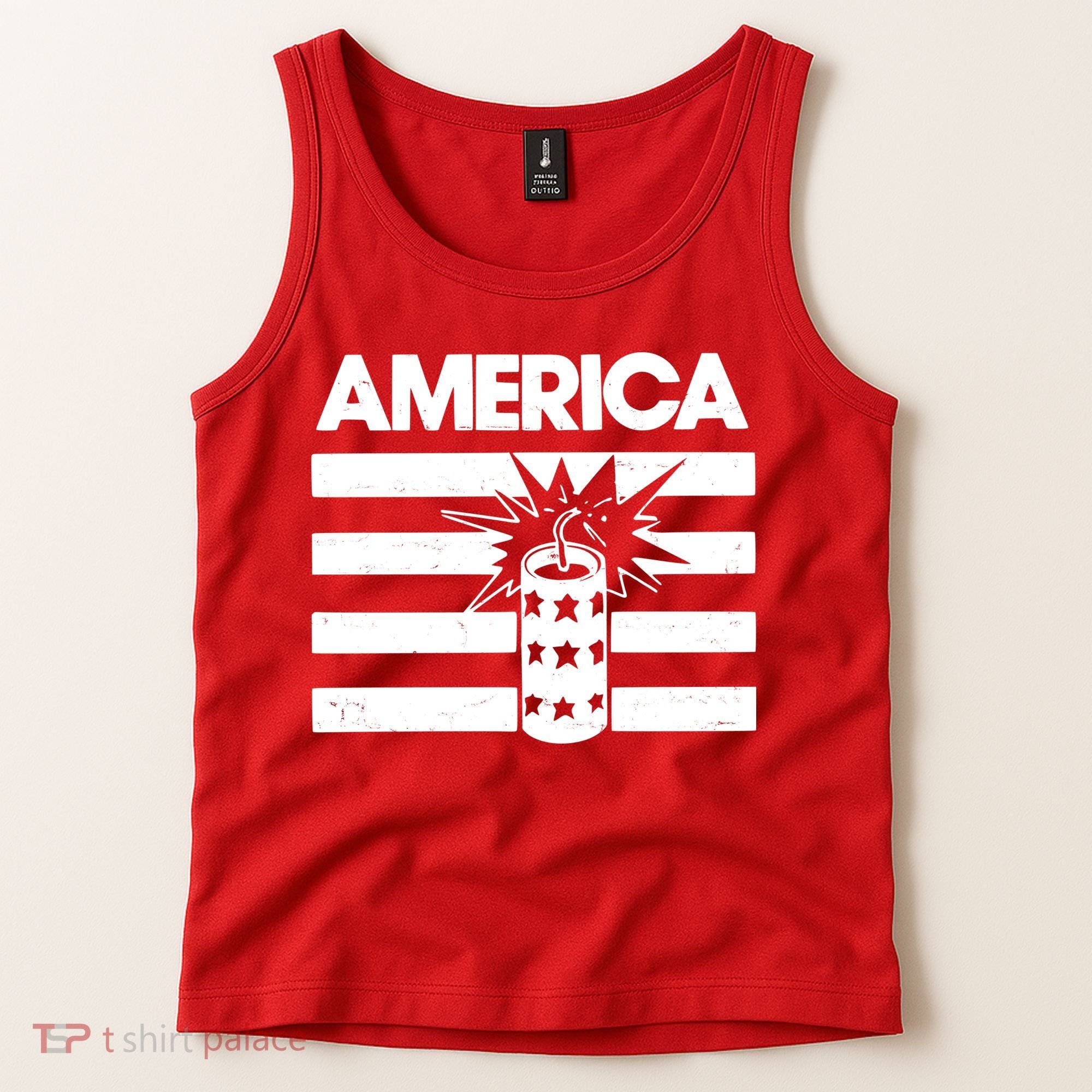 America Firework 4th Of July Flag Tank Top