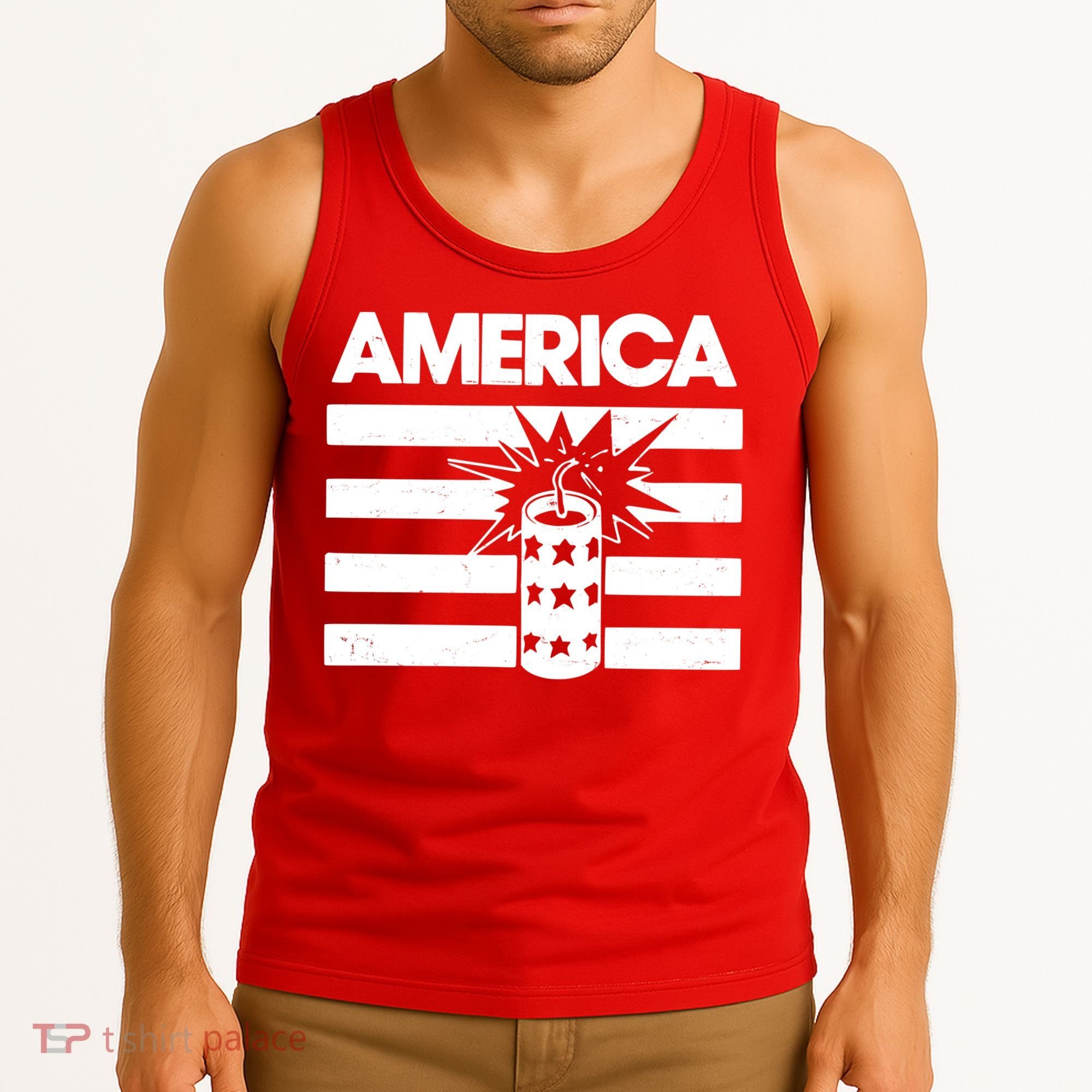 America Firework 4th Of July Flag Tank Top