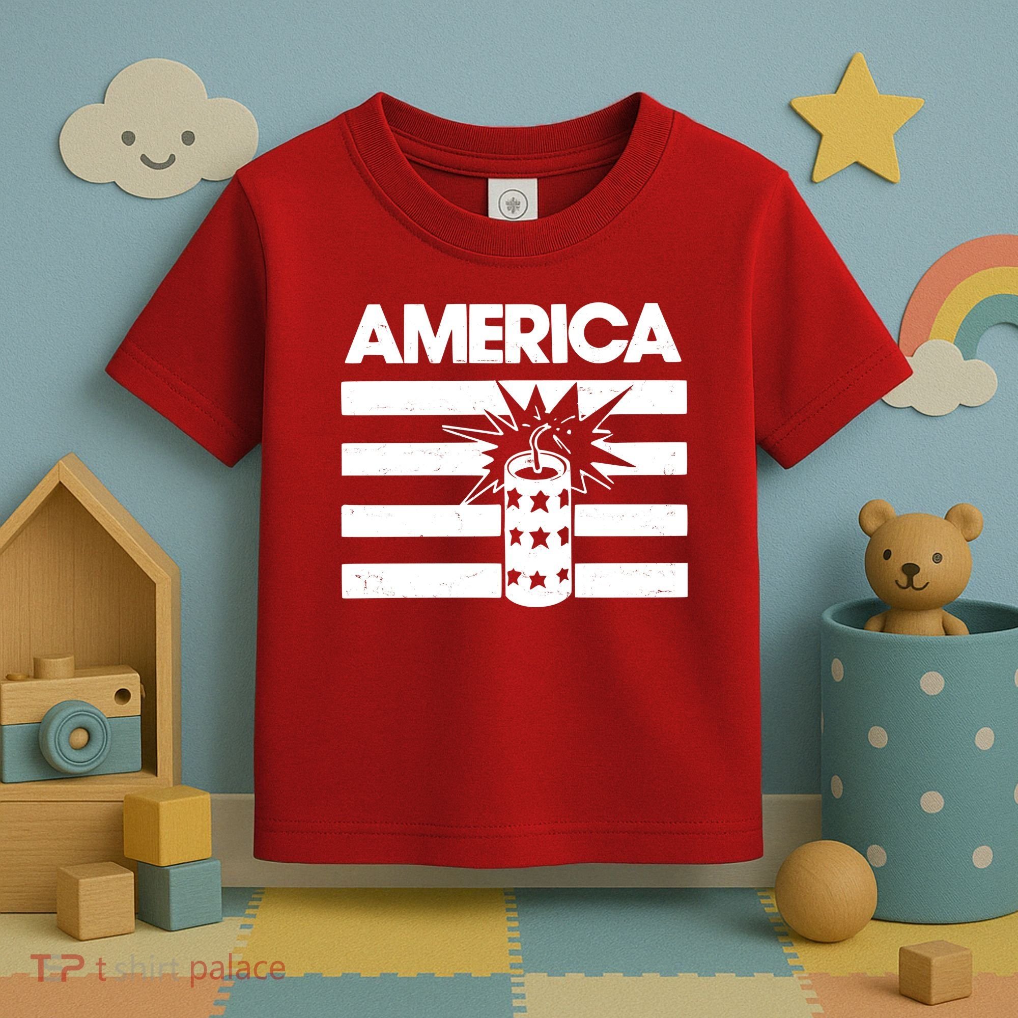 America Firework 4th Of July Flag Toddler T-Shirt