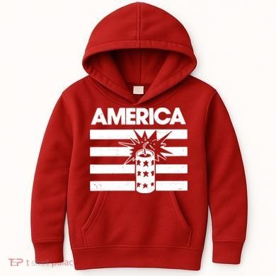 America Firework 4th Of July Flag Kids Hoodie