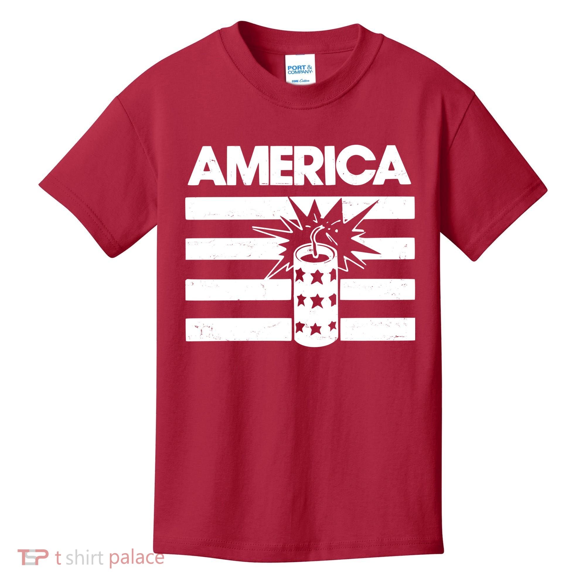 America Firework 4th Of July Flag Kids T-Shirt