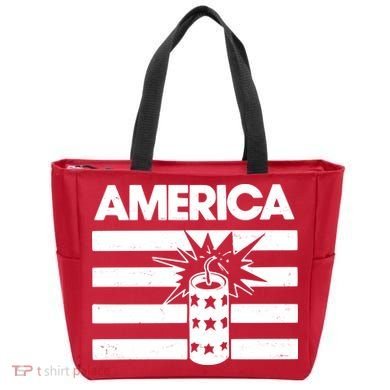 America Firework 4th Of July Flag Tote Bag