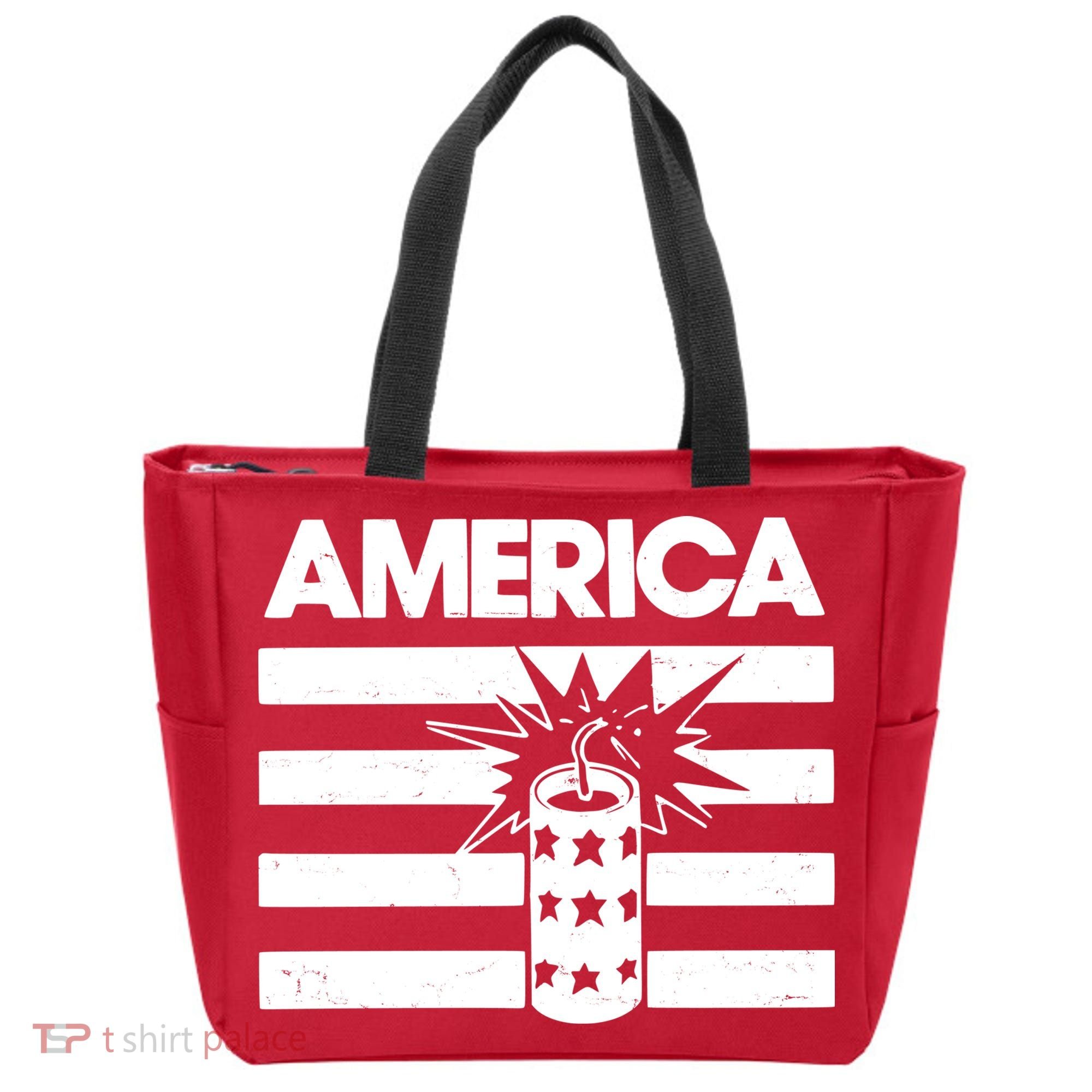 America Firework 4th Of July Flag Tote Bag