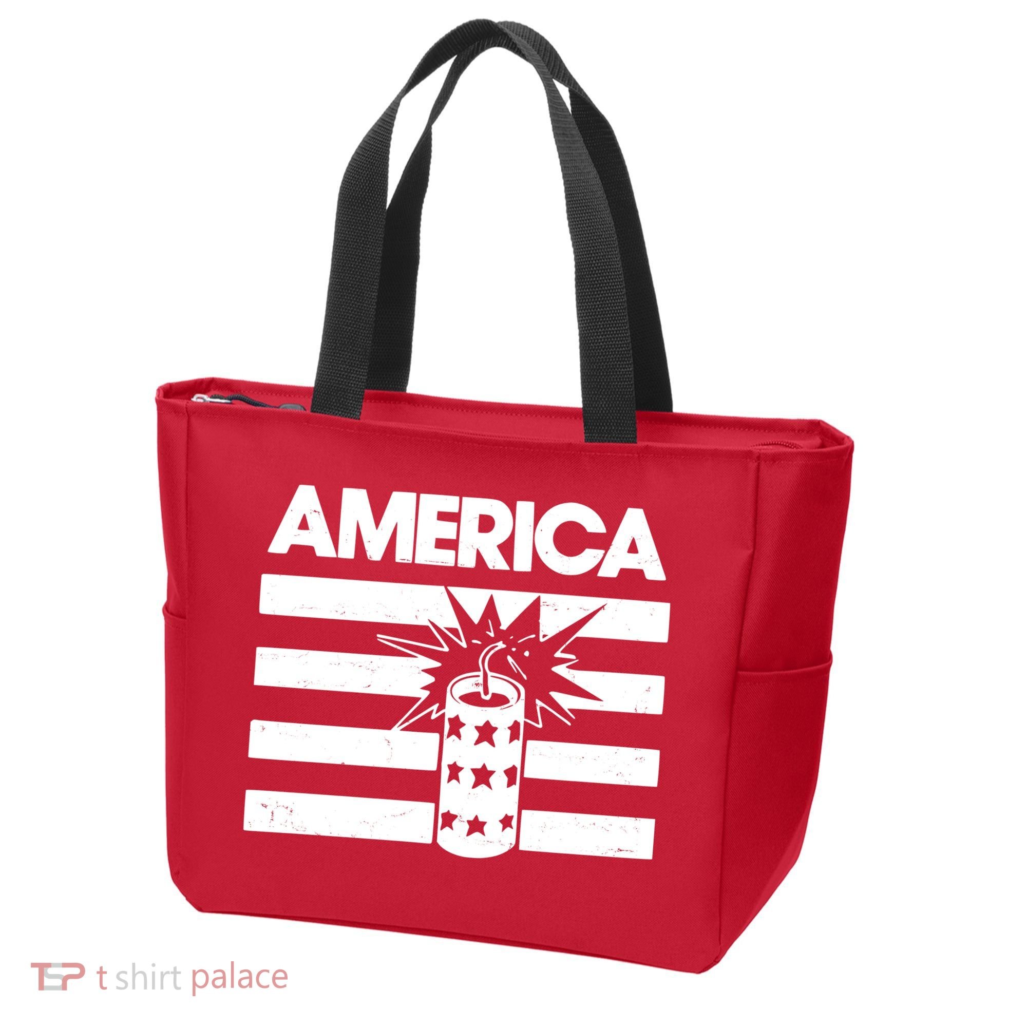 America Firework 4th Of July Flag Tote Bag