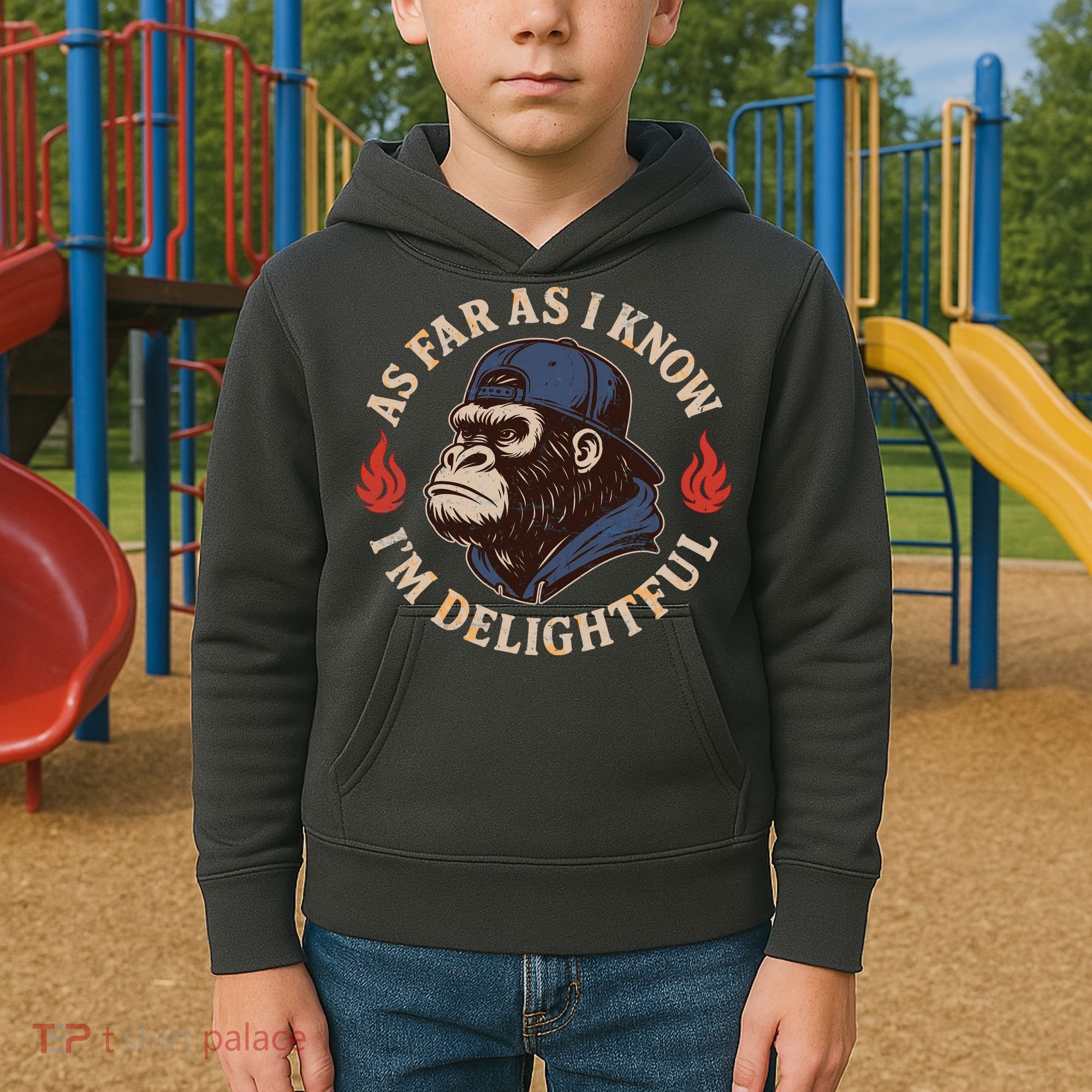 As Far As I Know I'm Delightful Gorilla Kids Hoodie