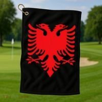 Albania Flag Albanian Eagle Golf Towel thumb 1