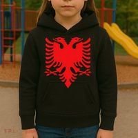 Albania Flag Albanian Eagle Kids Hoodie thumb 3