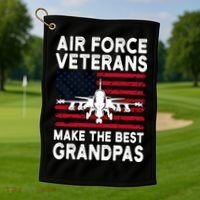 American Flag Air Force Veteran Makes Best Grandpa Gift Golf Towel thumb 1