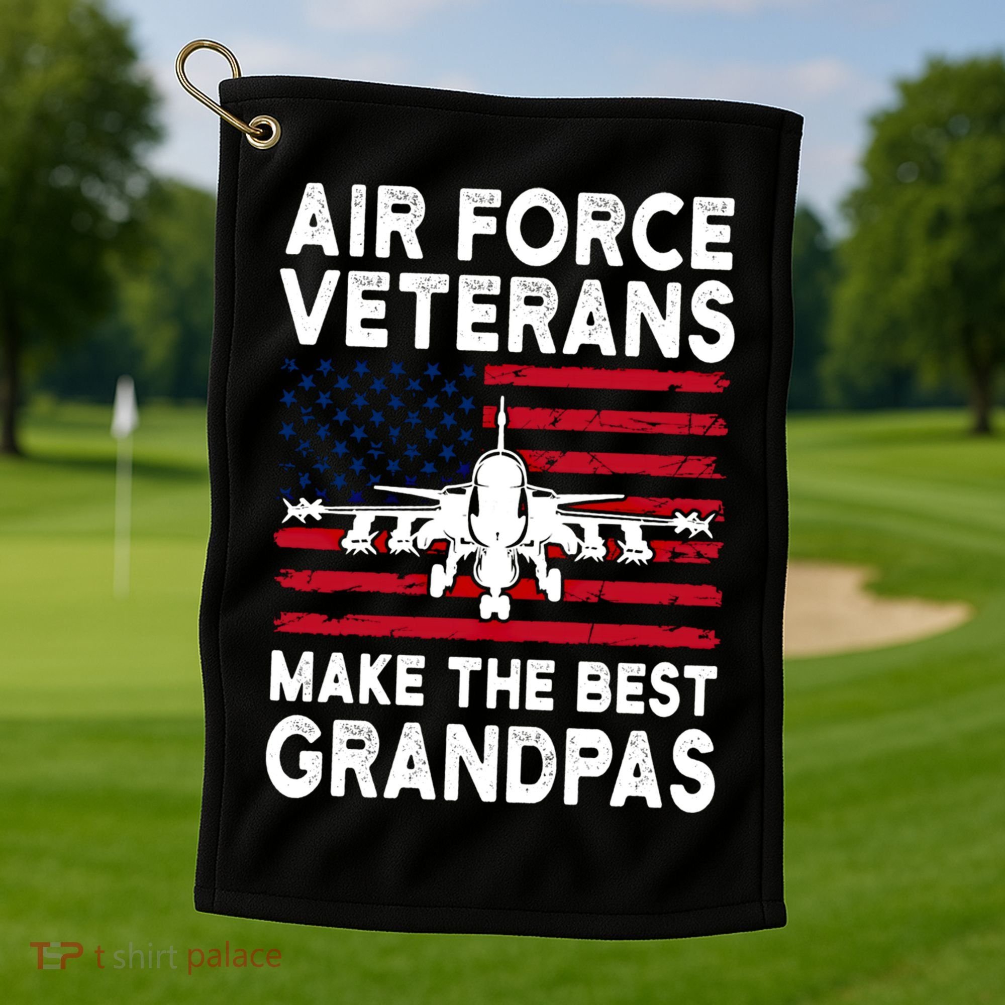 American Flag Air Force Veteran Makes Best Grandpa Gift Golf Towel