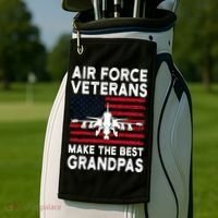 American Flag Air Force Veteran Makes Best Grandpa Gift Golf Towel thumb 2