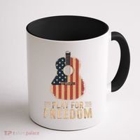 American Flag Acoustic Guitar Play For Freedom Coffee Mug thumb 1