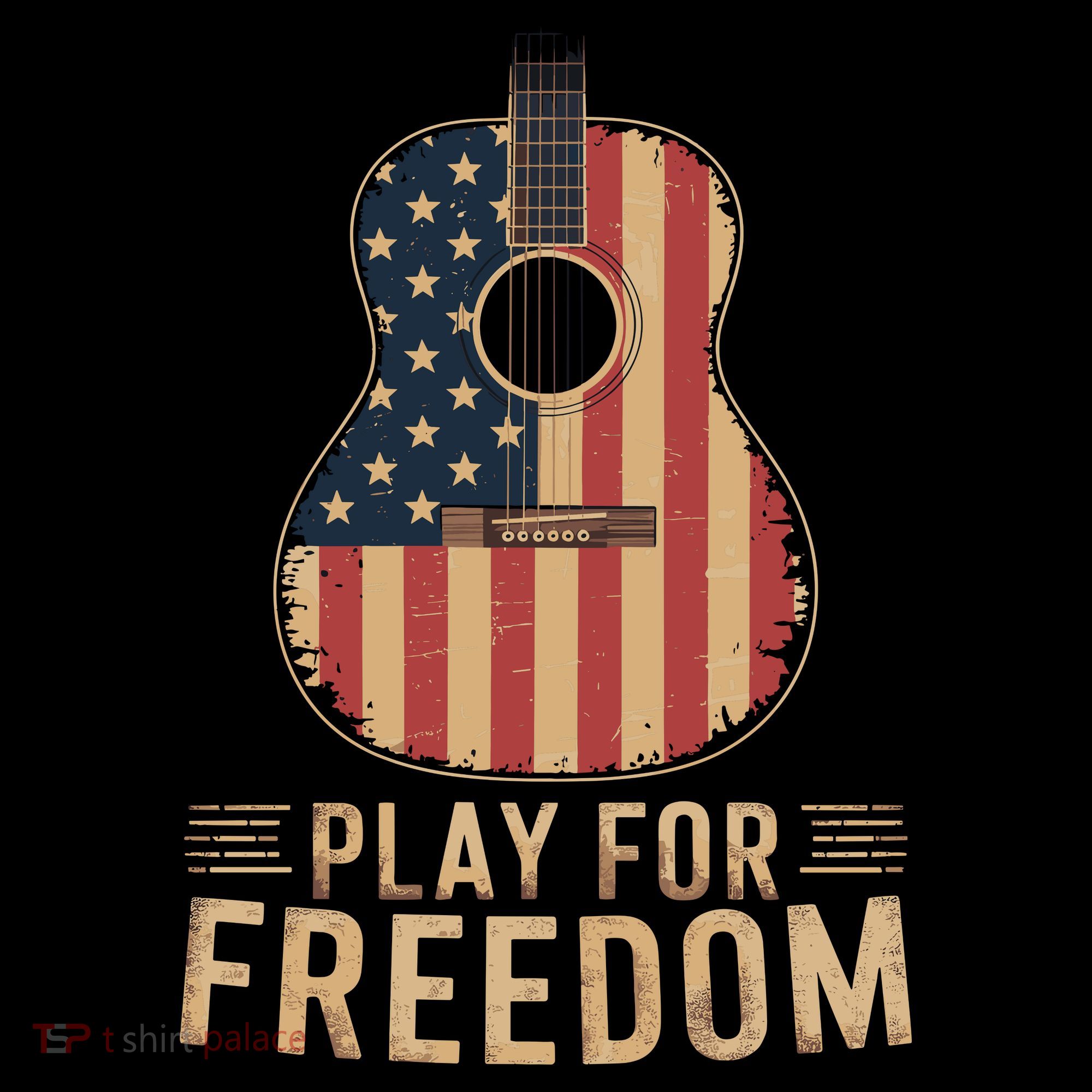 American Flag Acoustic Guitar Play For Freedom Coffee Mug