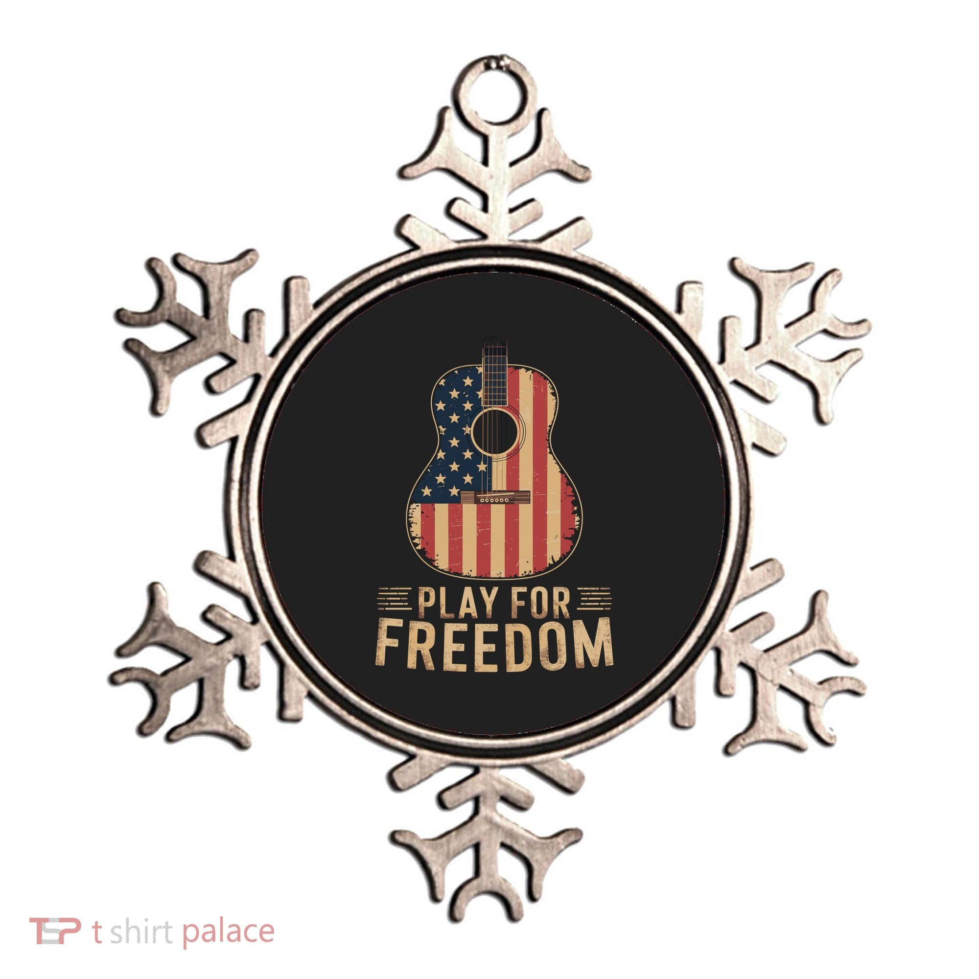 American Flag Acoustic Guitar Play For Freedom Ornament